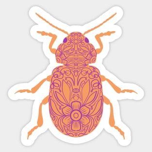 Orange Floral Beetle Sticker